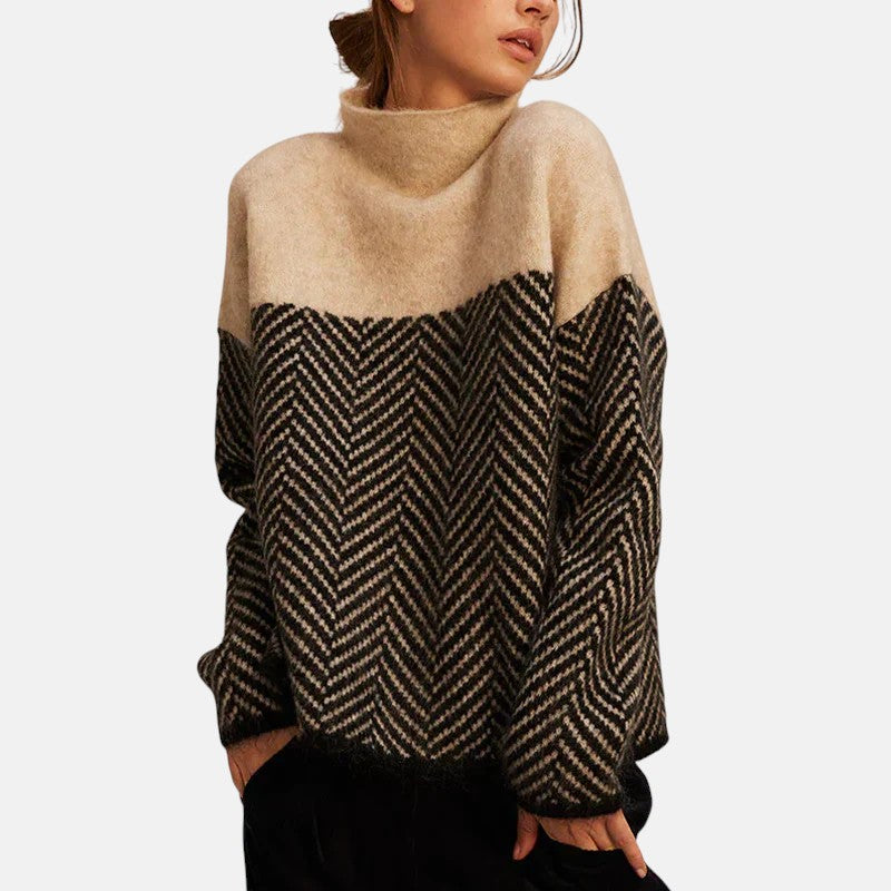 EVA | Suéter Tejido Punto Espiga con Cuello Alto