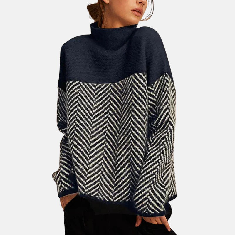EVA | Suéter Tejido Punto Espiga con Cuello Alto