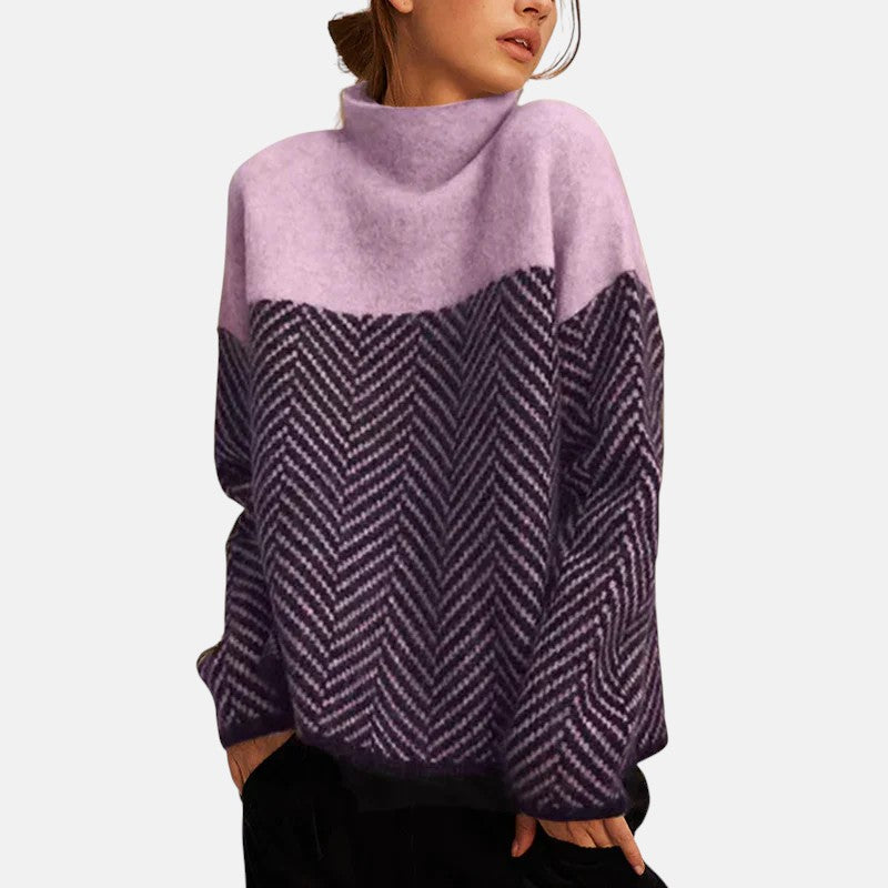 EVA | Suéter Tejido Punto Espiga con Cuello Alto