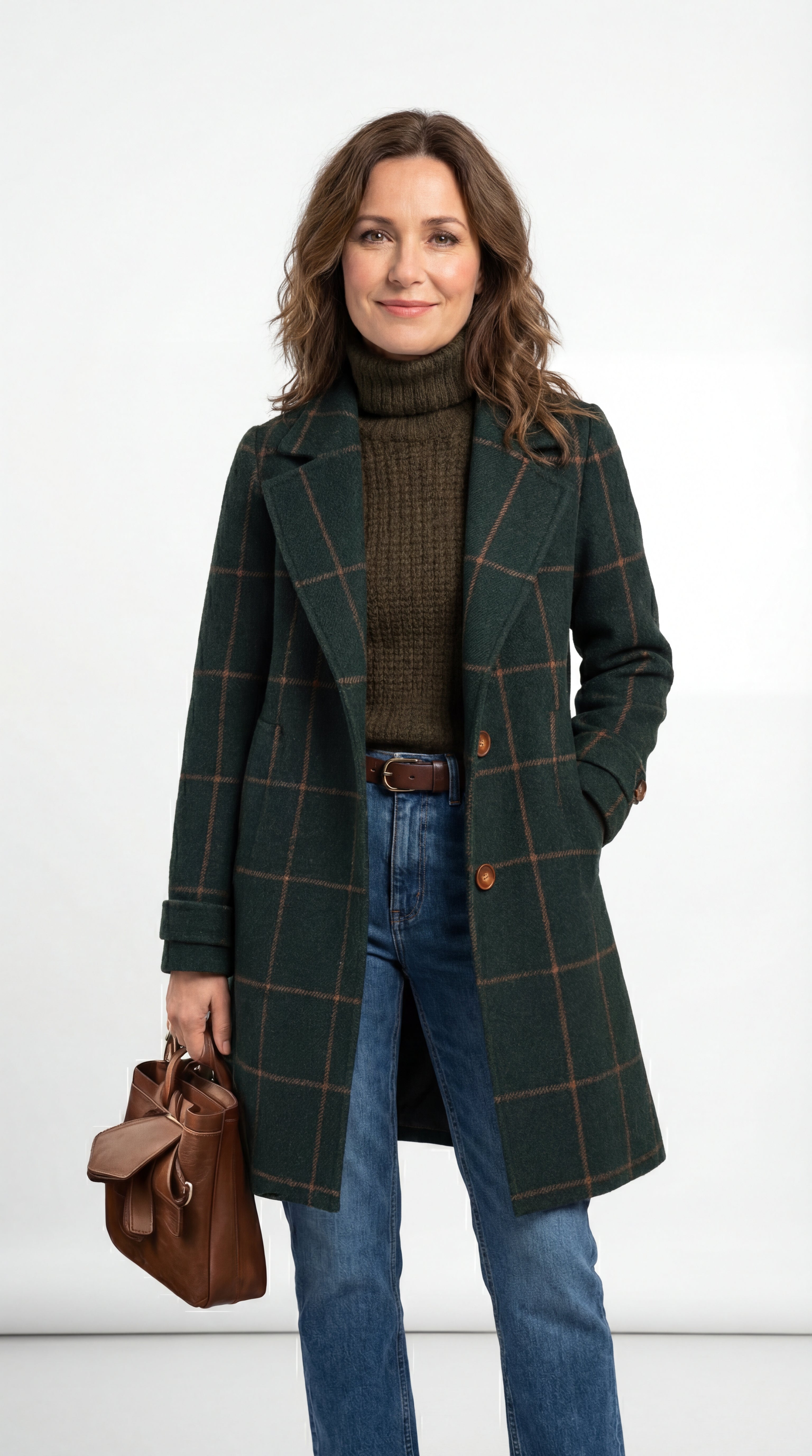 Valeria | Elegante abrigo de lana a cuadros